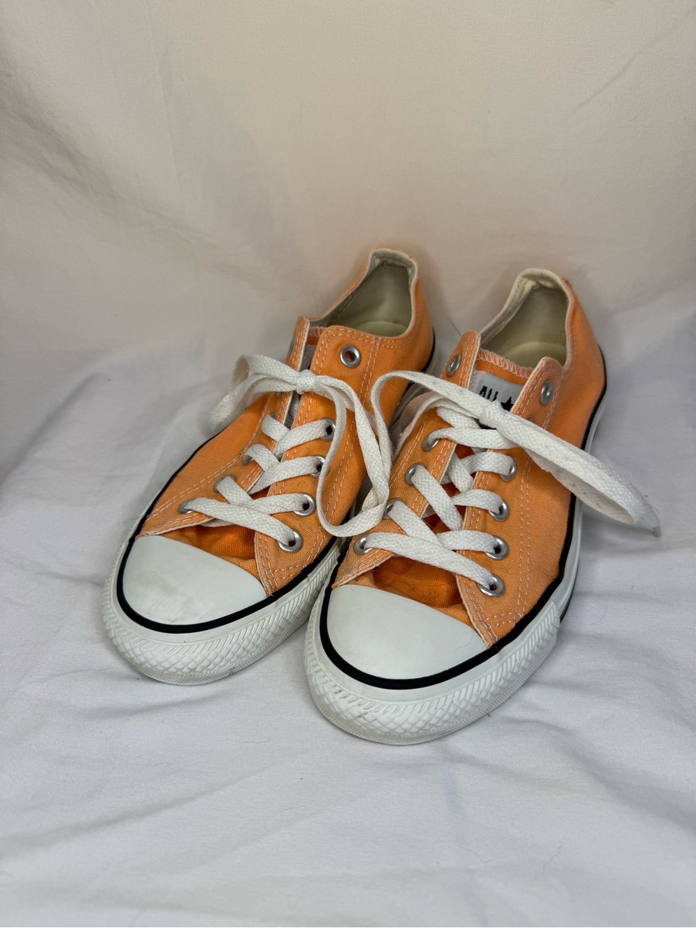 Converse Low-Top Canvas Sneakers in Peach Orange with White Accents